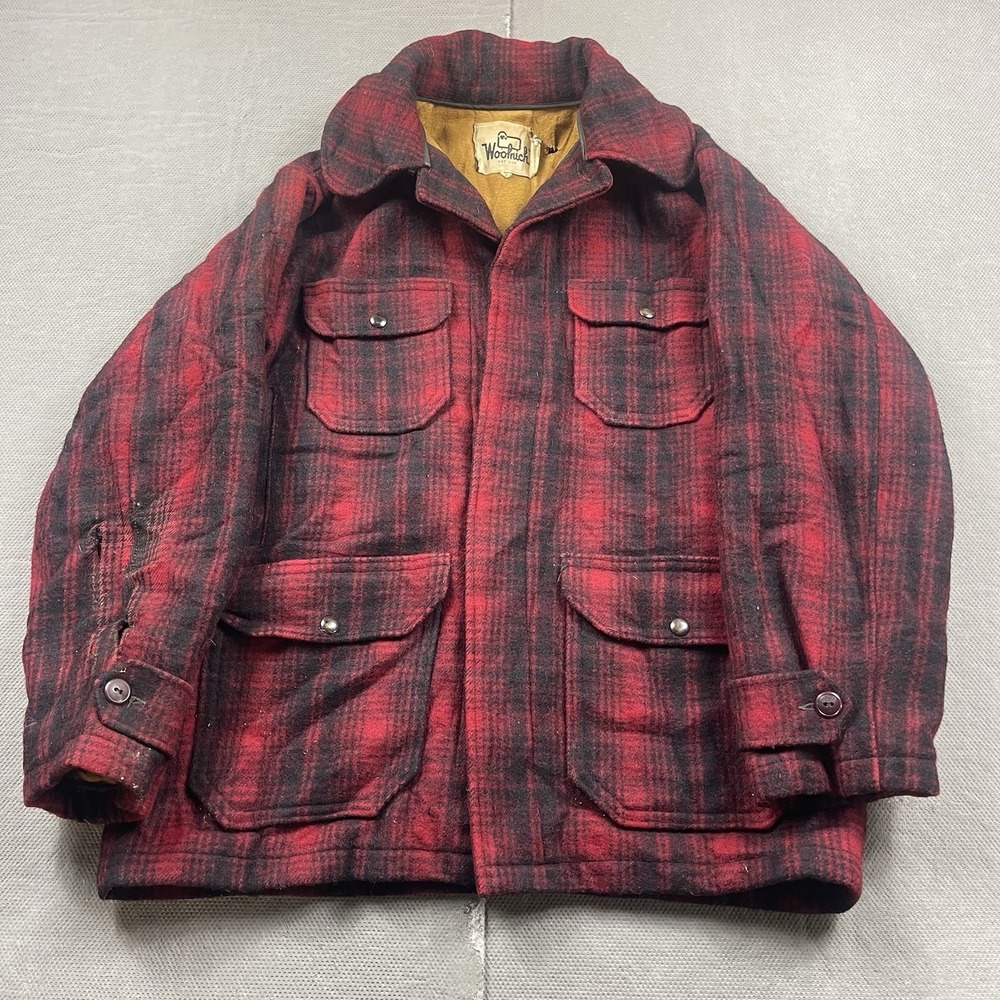Vintage Woolrich Jacket Mens 40 Wool Buffalo Plaid Mackinaw‎ Cruiser Hunting USA